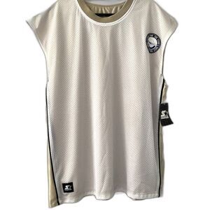 Vintage Y2K 90s STARTER Reversible Mesh Shooter Jersey Tank Top White Cream XL D